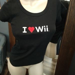 "I Love Wii" Black cotton T-shirt